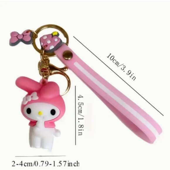Hello Kitty Kuromi My Melody Cinnamaroll Wristlet Keychain Charm Choose 1 NWT - Picture 6 of 6
